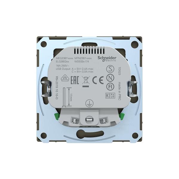 Merten MEG2367-6052 SCHUKO Steckdose mit USB-Ladegerät Typ A und Typ C / 3,0 A, System Design, moccametallic