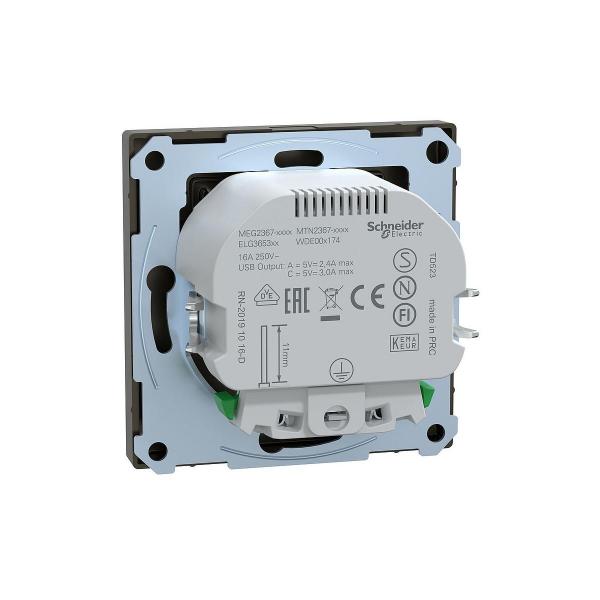 Merten MEG2367-6052 SCHUKO Steckdose mit USB-Ladegerät Typ A und Typ C / 3,0 A, System Design, moccametallic