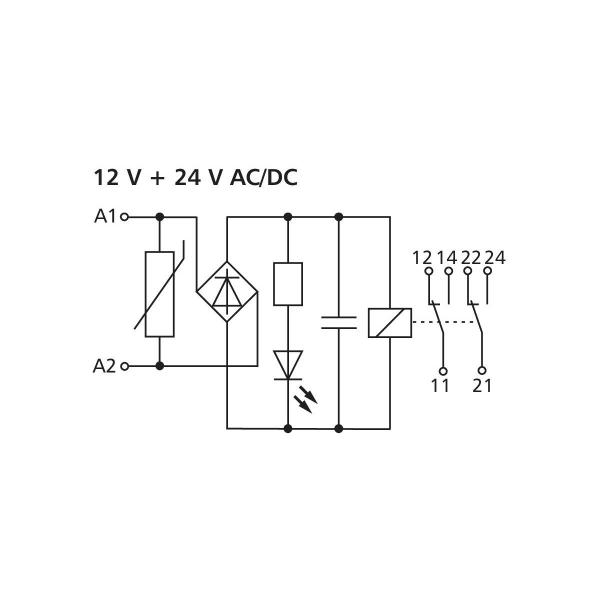 Metz Connect 11061913 Koppelbaustein KRA-M8/21-21, 2 Wechsler, 24 V AC/DC