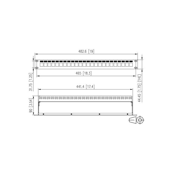 Metz Connect 130926-0003KE Keystone 19 Zoll Modulträger 1HE 24 Port grau unbestückt, geschirmt
