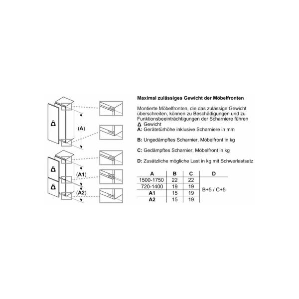 Neff KI7863DD0 N70 Einbau Kühl-Gefrierkombination, Nischenhöhe 177 cm, Breite 56 cm, 260L, Festtürtechnik, NoFrost, LED Beleuchtung, 0 Grad Fach