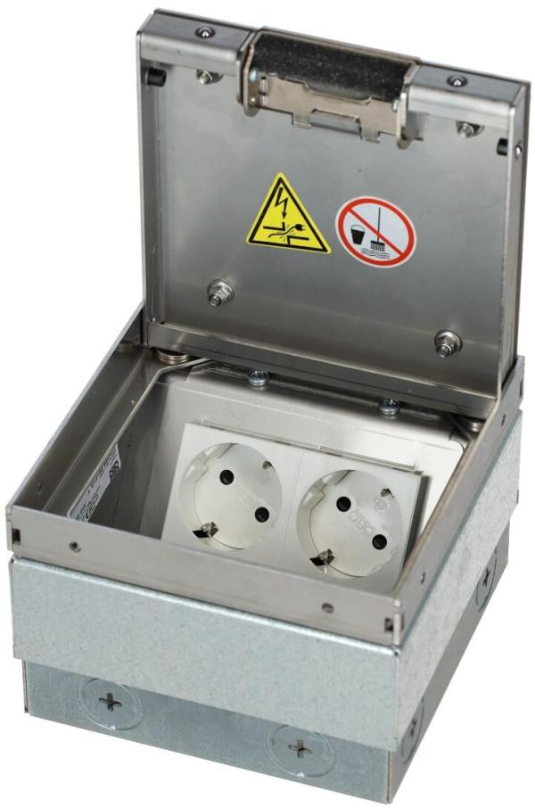 OBO Bettermann UDHOME2 GVV Bodensteckdose, ohne Bodenbelagsaussparung, 2-fach VDE, Edelstahl (7368326)