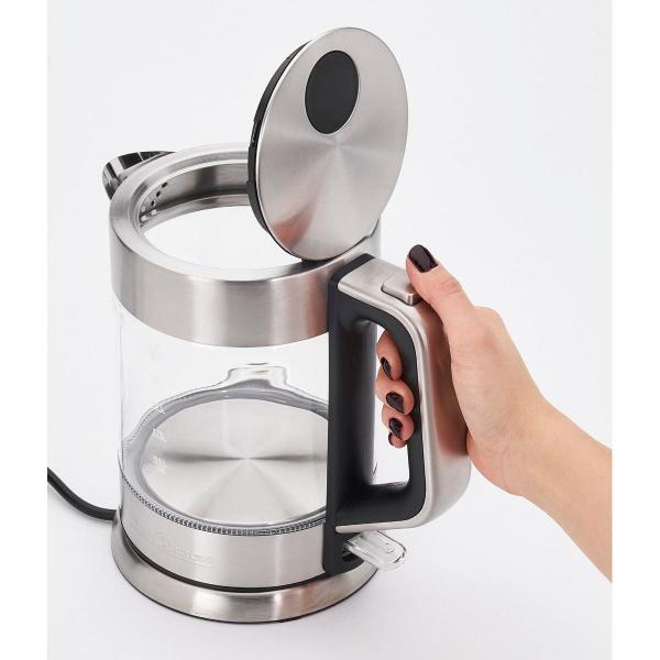 PC-WKS 1107 G Glas-Wasserkocher, 2200 W, 1,5 L, Sicherheitsglas, 360 ° Cordless, Überhitzungsschutz, edelstahl/Glas (501107)
