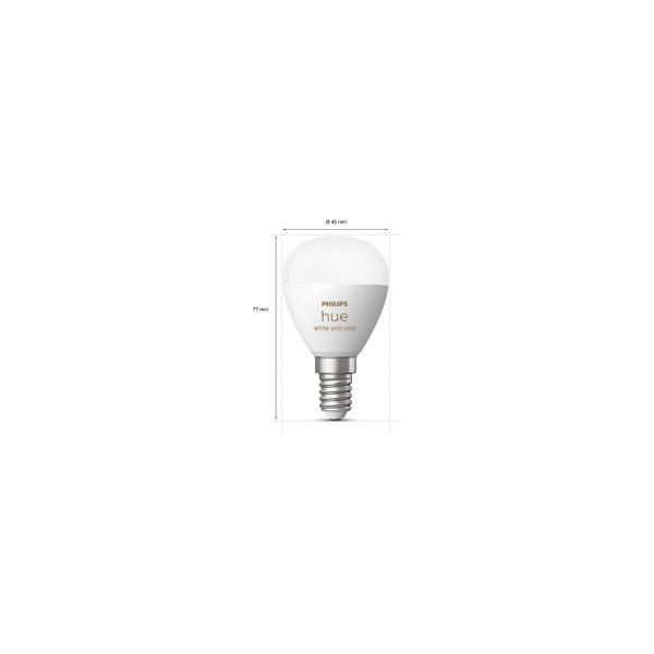 Philips Hue White & Color Ambiance Lampe, 5,1W, E14,470lm, Tropfenform (929003573601)