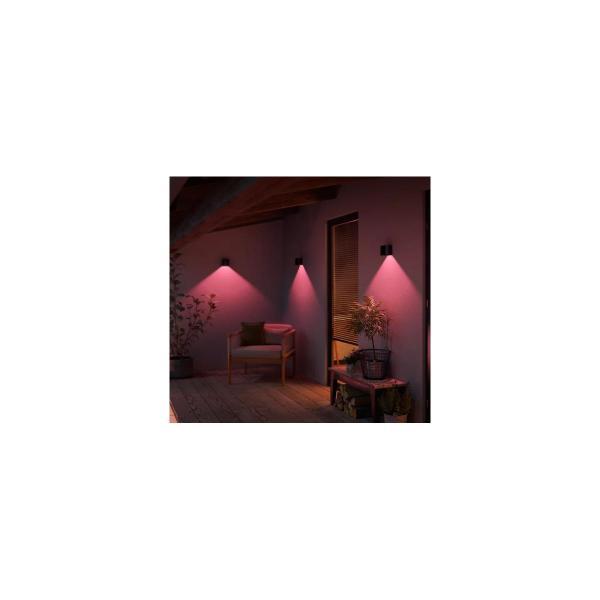 Philips Hue White & Color Ambiance Resonate Outdoor Wandleuchte, 8W, 350lm, 2700K, schwarz (929003553001)
