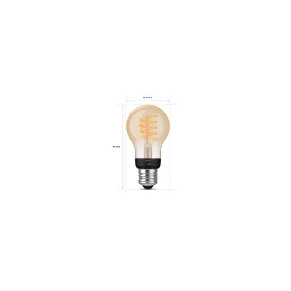 Philips Hue White Ambiance Filament Lampe, E27, 7W, A60, 550lm, 2700K (929002477501)