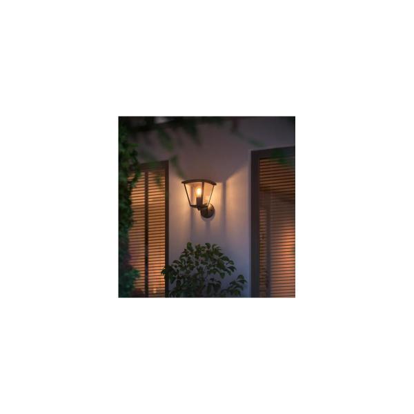Philips Hue White Inara Outdoor LED Wandleuchte, E27, 7W, 550lm, 2100K, schwarz (929003098901)