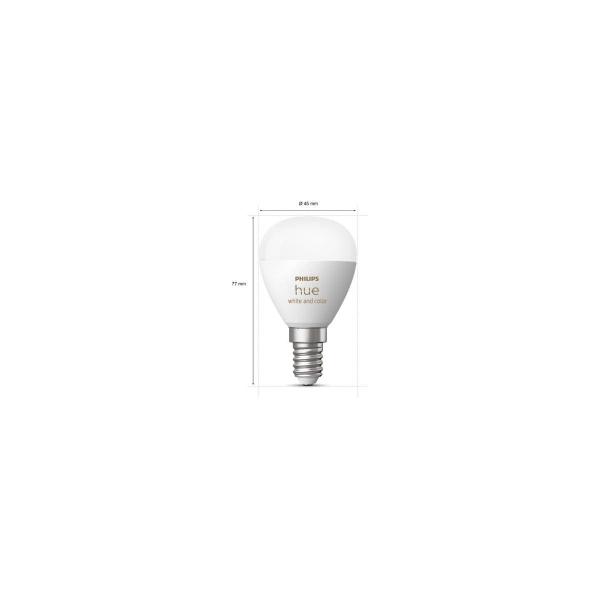 Philips White & Color Ambiance LED Lampe, 5,1W, E14, 470lm, Tropfenform, Doppelpack (929003573602)