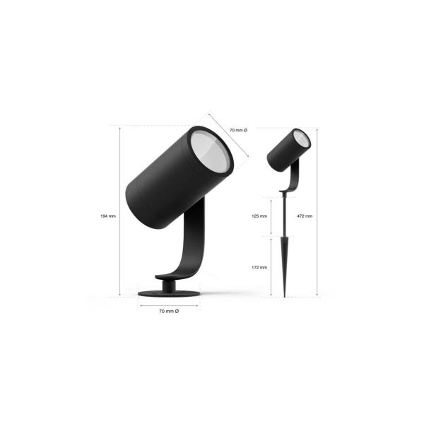 Philips Hue Lily Outdoor 3er-Pack LED Spot, Außenstrahler, 8W, 1770lm, schwarz (915005629701)