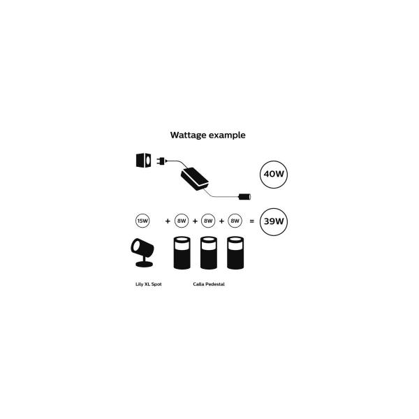 Philips Hue Outdoor Niedervolt-Netzteil, 40W, IP67, schwarz (929003149201)