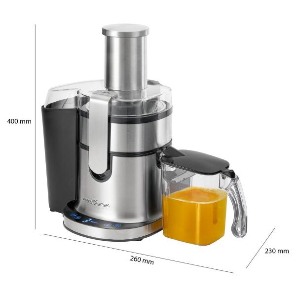 ProfiCook PC-AE 1156 Automatik-Entsafter, 800W, 5 Stufen, 1,8 L, Zentrifuge, Touch-Bedienfeld, inox (501156)