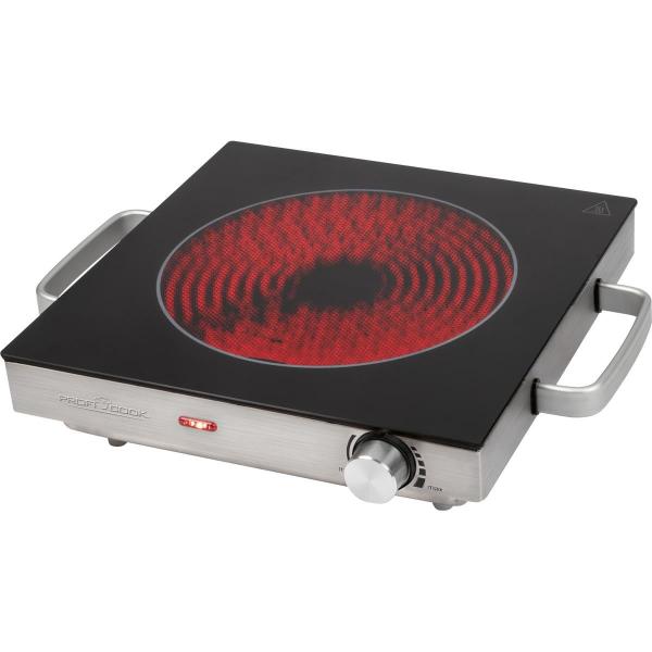 ARDEBO.de ProfiCook PC-EKP 1210 Infrarot-Einzelkochplatte, 2000 W, stufenlos, LED-Kontrollleuchte, inox (501210)