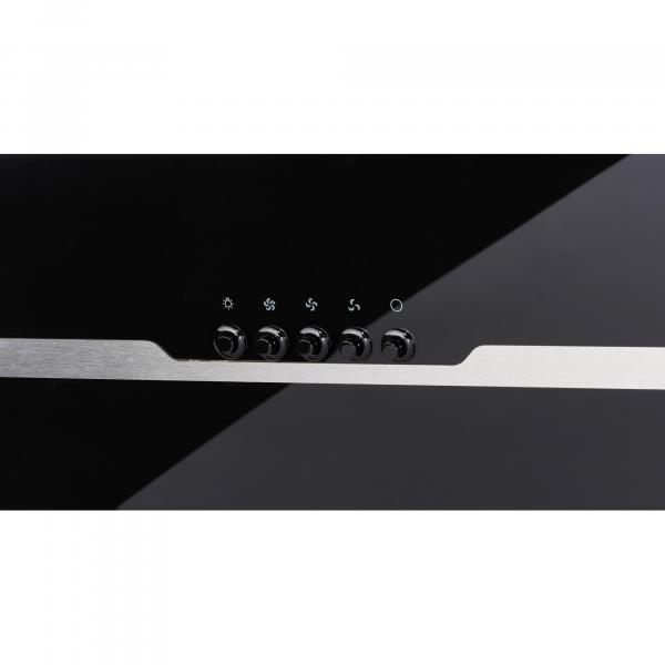 PKM S23-60 ABPX Kopffreihaube, 60 cm breit, 258 m³/h, Abluft und Umluft, 3 Leistungsstufen, Randabsaugungstechnik, schwarz mit Edelstahlapplikation