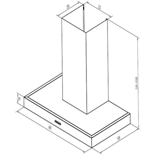 PKM T1-60A++IXEZ Wandshaube, 60 cm breit, 578 m³/h, Randabsaugung, Umluftbetrieb, Abluftbetrieb, Fettfilter spülmaschinenfest, LED Strip, edelstahl