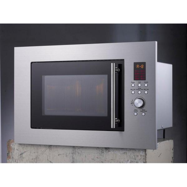 PKM MW900-23G-IN Einbau-Mikrowelle, 900 W, 23 Liter, 6 Stufen, 5 Leistungsstufen, Auftaufunktion, Endsignal, Edelstahlgriff, Drehteller, edelstahl
