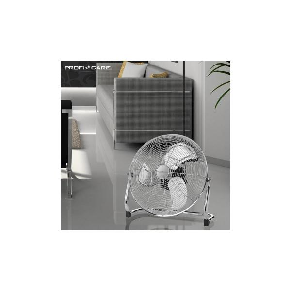ProfiCare PC-VL 3065 WM Bodenventilator, 100W, 3 Laufgeschwindigkeiten, 4 Stufenschalter (0-1-2-3), chrom