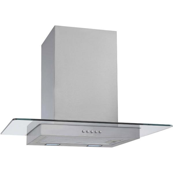 PKM GS1-60CIXPH Wandhaube, 60 cm breit, Umluftbetrieb, Abluftbetrieb, Fettfilter spülmaschinenfest, LED, Edelstahl mit Glasschirm