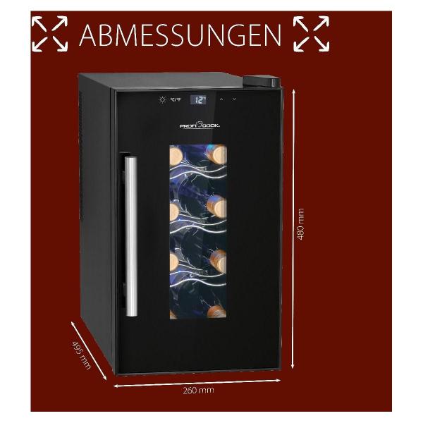 ProfiCook PC-WK 1232 Glastürkühlschrank, 23L, 26cm breit, Anti-Vibrationssystem, Thermoelektrische Kühlung, schwarz (501232)