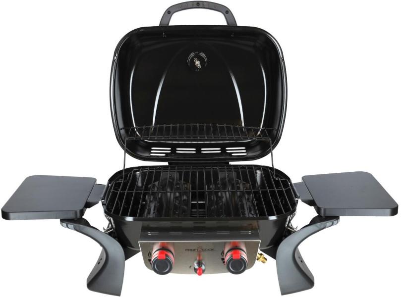 ProfiCook PC-GG 1261 Tisch-Gasgrill, 50 mbar, 2 Heizzonen, 42 x 36 cm großen Grillfläche, schwarz (501261)