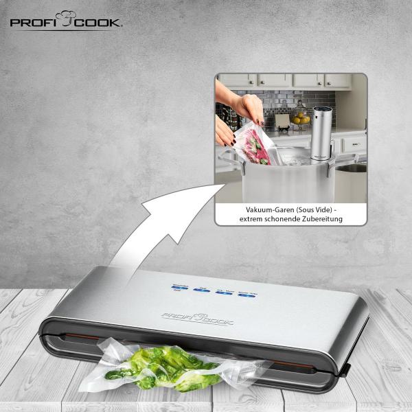 ProfiCook PC-VK 1080 Vakuumierer, 120W, 12l/Min, mikrowellengeeignet, edelstahl/schwarz (501080)