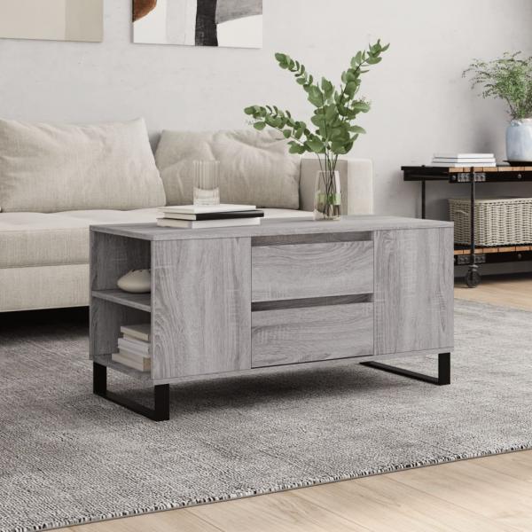 ARDEBO.de - Couchtisch Grau Sonoma 102x44,5x50 cm Holzwerkstoff