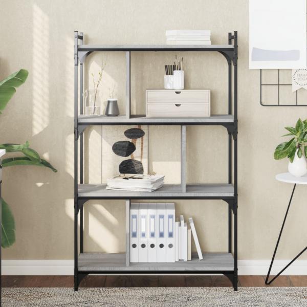 ARDEBO.de - Bücherregal 4 Böden Grau Sonoma 76x32x123 cm Holzwerkstoff