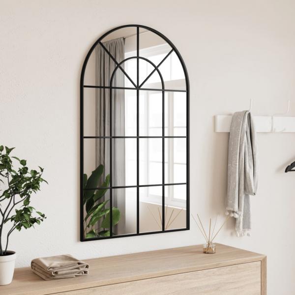 ARDEBO.de - Wandspiegel Schwarz 60x100 cm Gewölbt Eisen