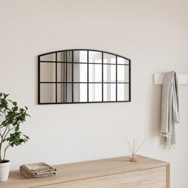 ARDEBO.de - Wandspiegel Schwarz 80x40 cm Gewölbt Eisen