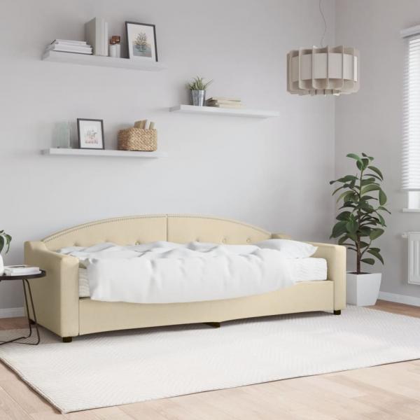 ARDEBO.de - Tagesbett mit Matratze Creme 80x200 cm Stoff