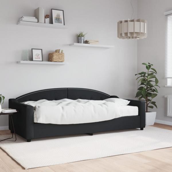 ARDEBO.de - Tagesbett mit Matratze Schwarz 90x200 cm Stoff