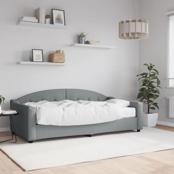 ARDEBO.de - Tagesbett mit Matratze Hellgrau 90x190 cm Stoff