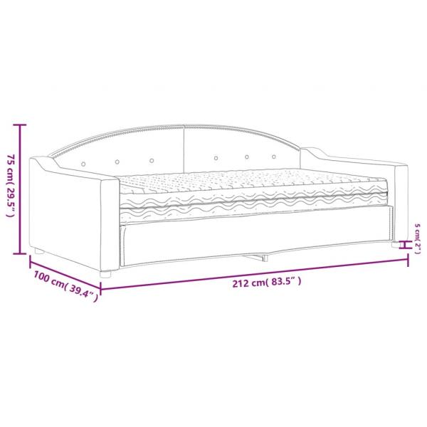 Tagesbett mit Matratze Hellgrau 90x190 cm Stoff