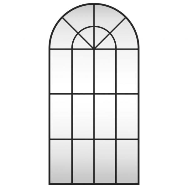 Wandspiegel Schwarz 50x100 cm Gewölbt Eisen