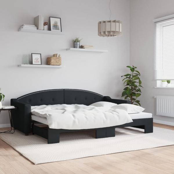 ARDEBO.de - Tagesbett Ausziehbar Schwarz 80x200 cm Stoff
