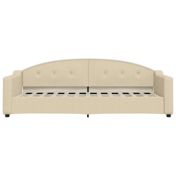 Tagesbett Ausziehbar mit Schubladen Creme 80x200 cm Stoff