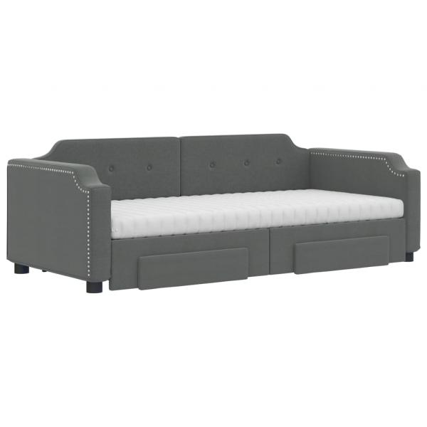 Tagesbett Ausziehbar mit Schubladen Dunkelgrau 100x200 cm Stoff