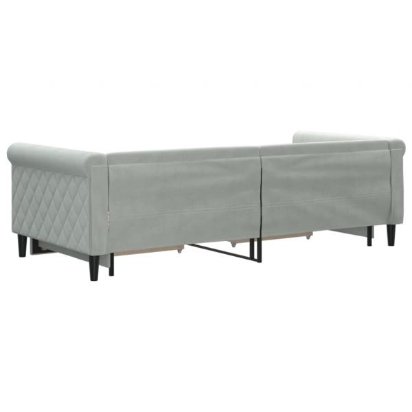 Tagesbett Ausziehbar mit Schubladen Hellgrau 90x200 cm Samt