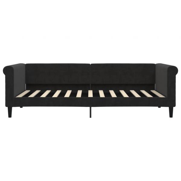 Tagesbett Ausziehbar mit Schubladen Schwarz 90x200 cm Samt