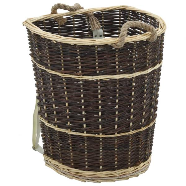 ARDEBO.de - Holzkorb mit Trageriemen 44,5×37×50 cm Natur Weide   