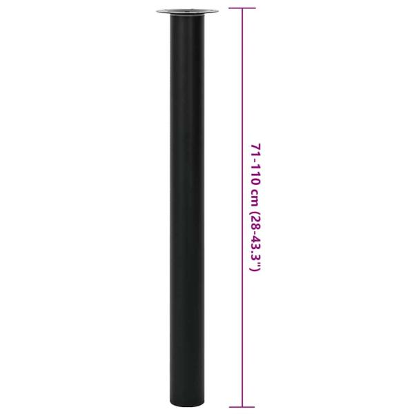 2 x Teleskopfuß Tischfuß Stützfuß Tischbein Schwarz 710 mm-1100 mm