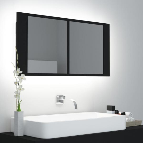 ARDEBO.de - LED-Bad-Spiegelschrank Schwarz 90x12x45 cm Acryl