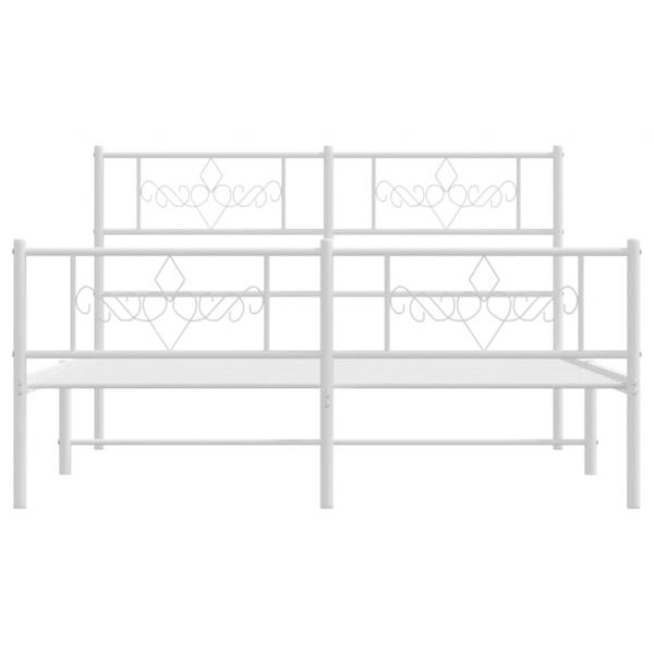 Bettgestell mit Kopf- und Fußteil Metall Weiß 135x190 cm
