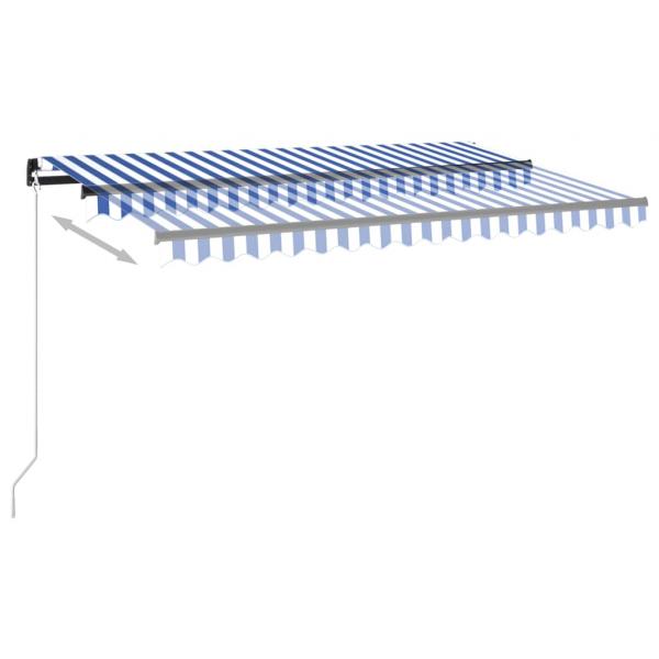 Markise Manuell Einziehbar mit LED 400x350 cm Blau und Weiß