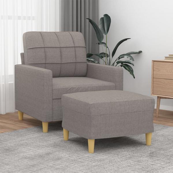 ARDEBO.de - Sessel mit Hocker Taupe 60 cm Stoff