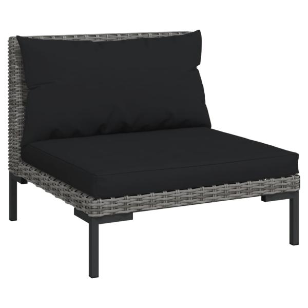 8-tlg. Garten-Lounge-Set mit Kissen Poly Rattan Dunkelgrau
