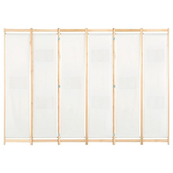 6-teiliger Raumteiler Cremeweiß 240 x 170 x 4 cm Stoff  
