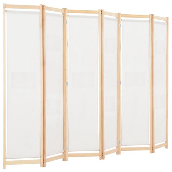 6-teiliger Raumteiler Cremeweiß 240 x 170 x 4 cm Stoff  