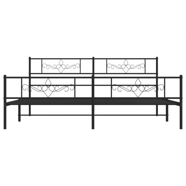 Bettgestell mit Kopf- und Fußteil Metall Schwarz 180x200 cm