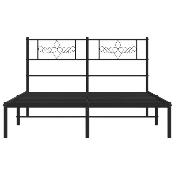 Bettgestell mit Kopfteil Metall Schwarz 135x190 cm