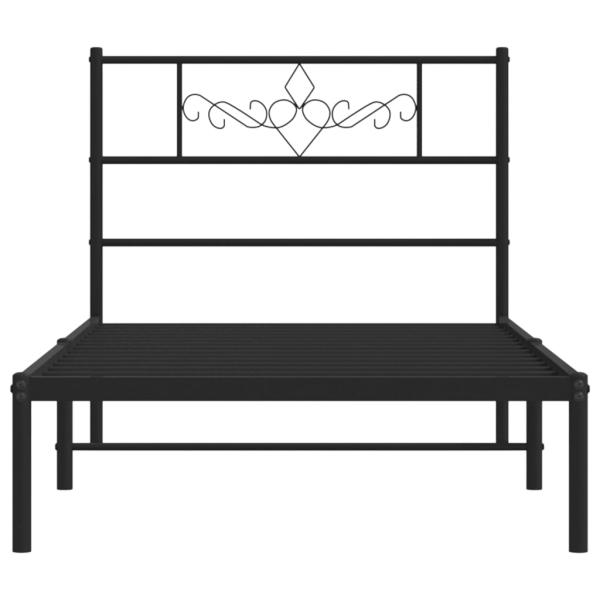 Bettgestell mit Kopfteil Metall Schwarz 90x190 cm